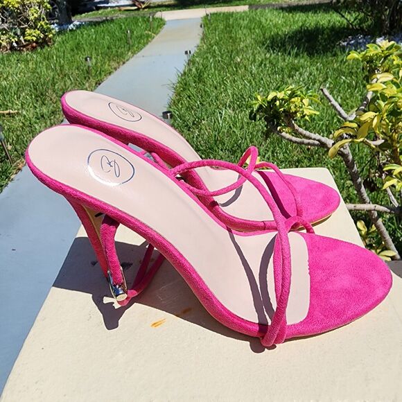 Boohoo exclusive barely there heeled sandals‎ in Pink Strappy Womens Size 38 /7 - Picture 4 of 7